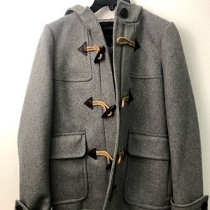 J. CREW GRAY DUFFLE WOOL COAT